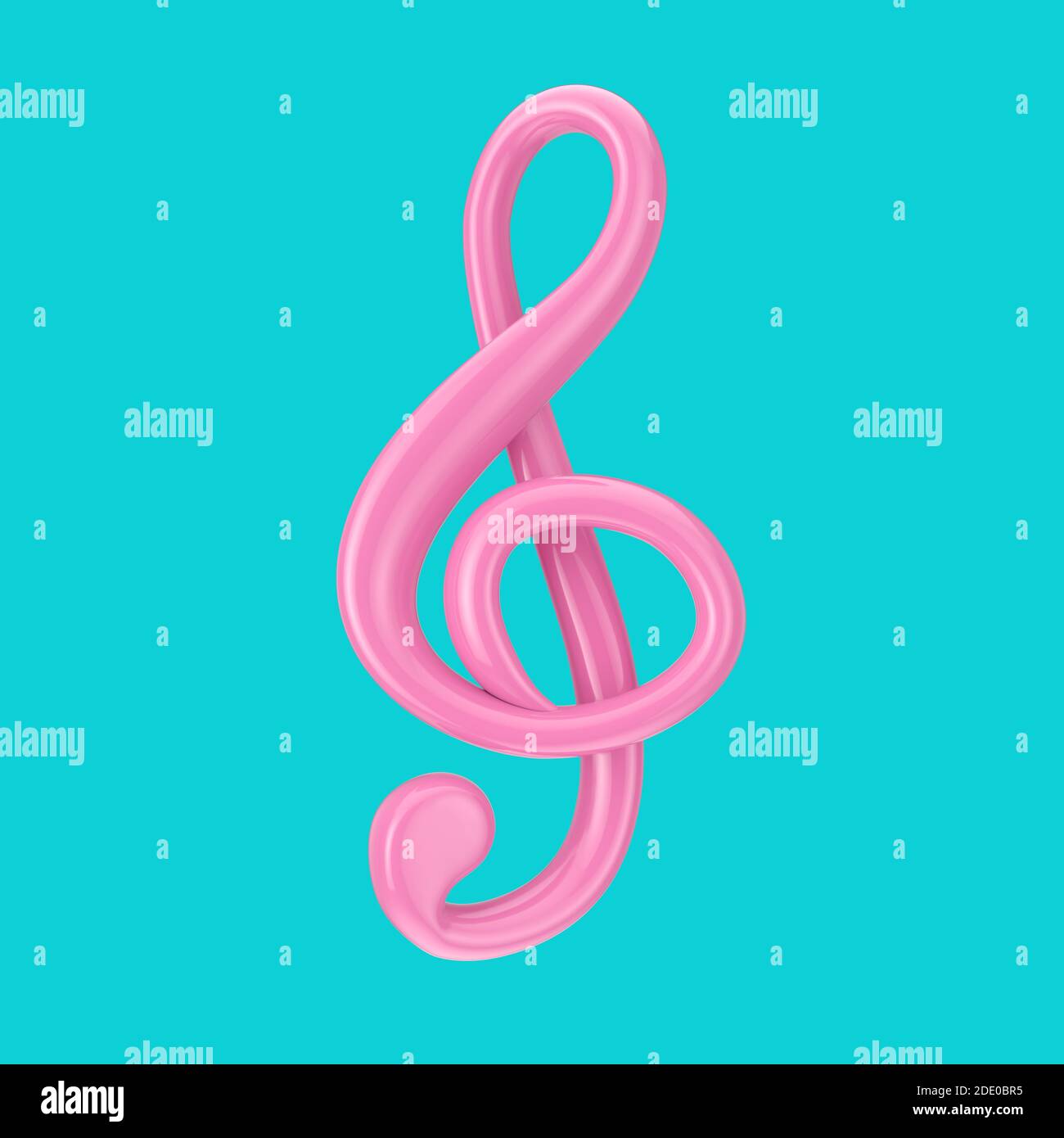 Pink Treble Clef in Duotone Style on a blue background. 3d Rendering Stock Photo