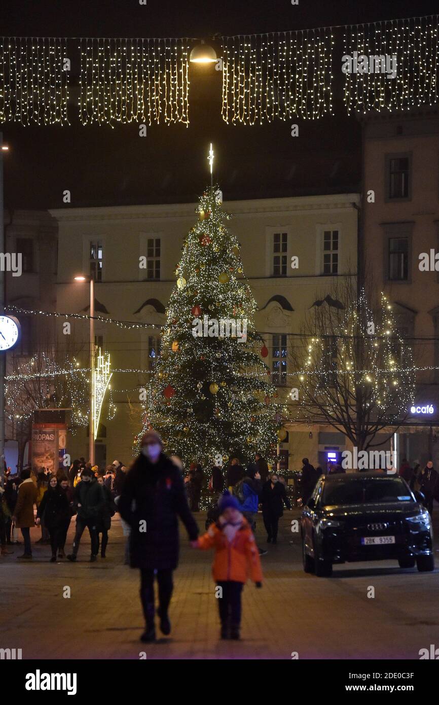 Lit Christmas tree in Brno, Czech Republic, November 27, 2020. (CTK  Photo/Vackav Salek Stock Photo - Alamy