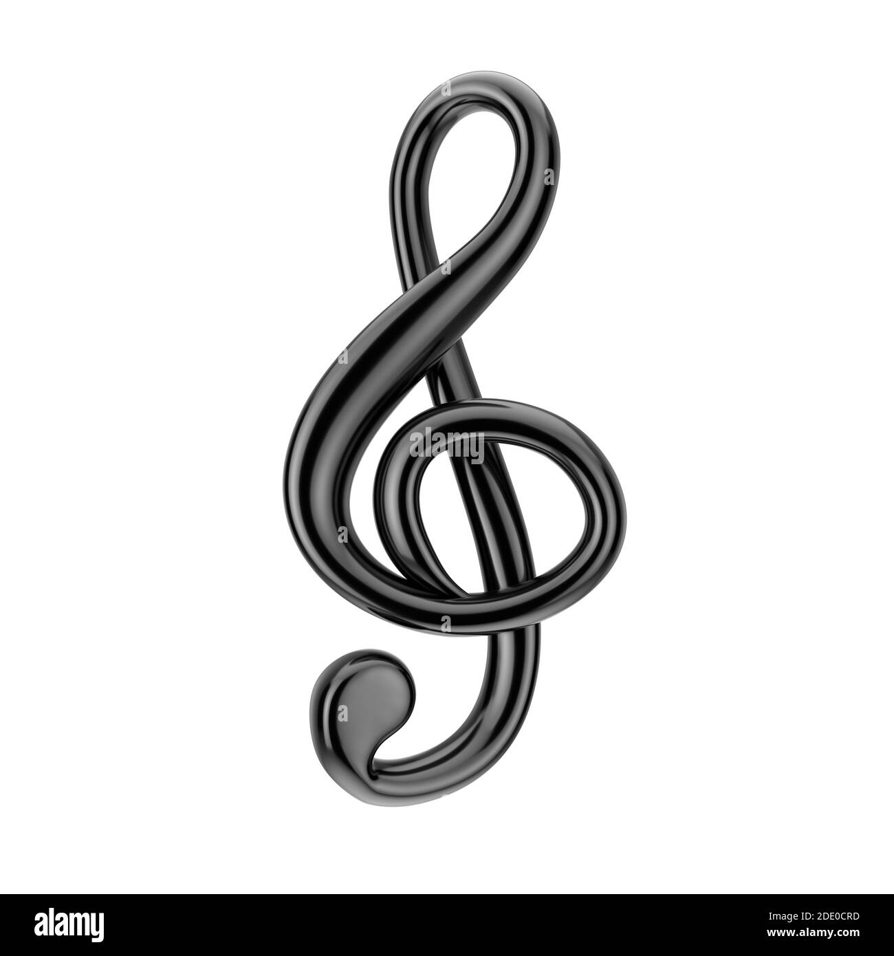 Music Concept. Black Treble Clef Sign on a white background. 3d Rendering Stock Photo