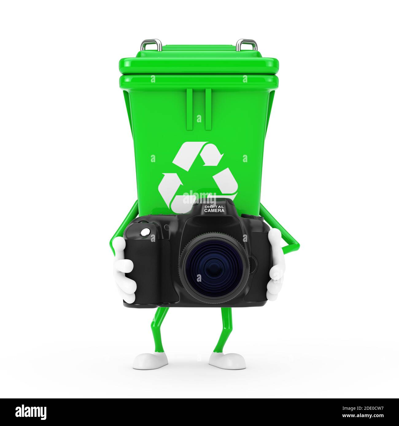 Recycle Sign Green Garbage Trash Bin Character Mascot with Modern ...