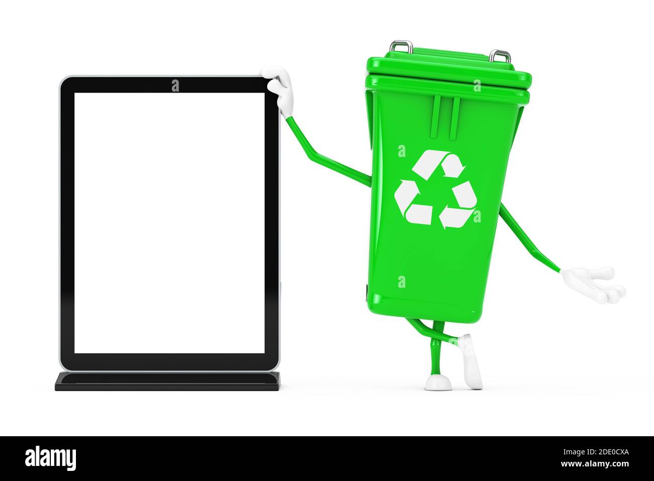 Recycle Sign Green Garbage Trash Bin Character Mascot with Blank Trade ...
