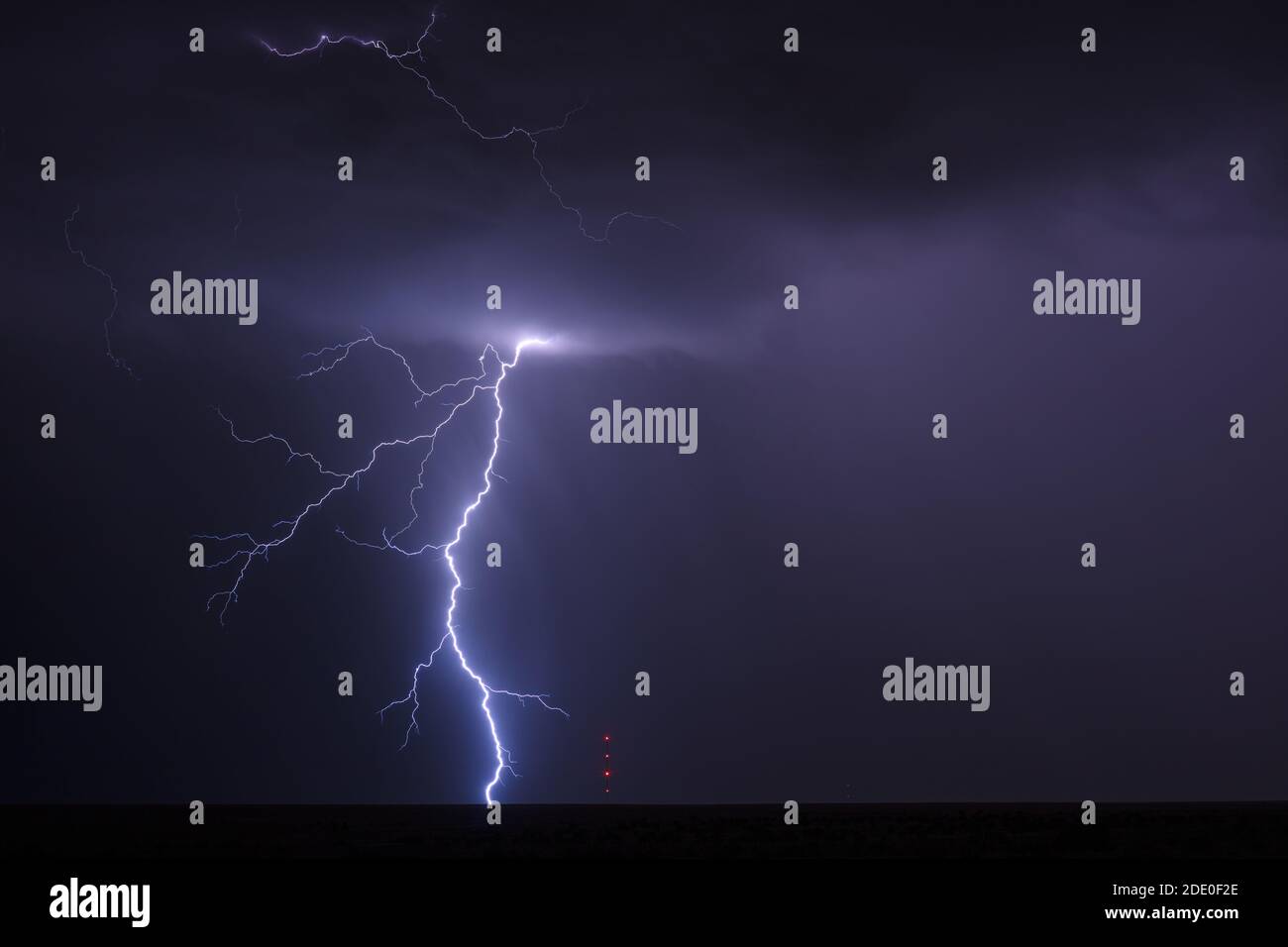 Lightning bolt strike from a thunderstorm near Kim, Colorado Stock ...
