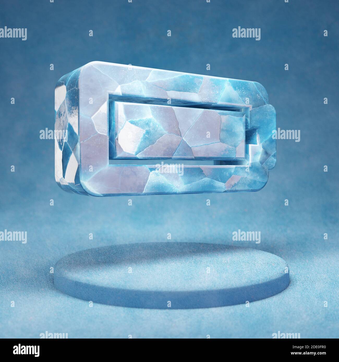 Full Battery icon. Cracked blue Ice Full Battery symbol on blue snow ...