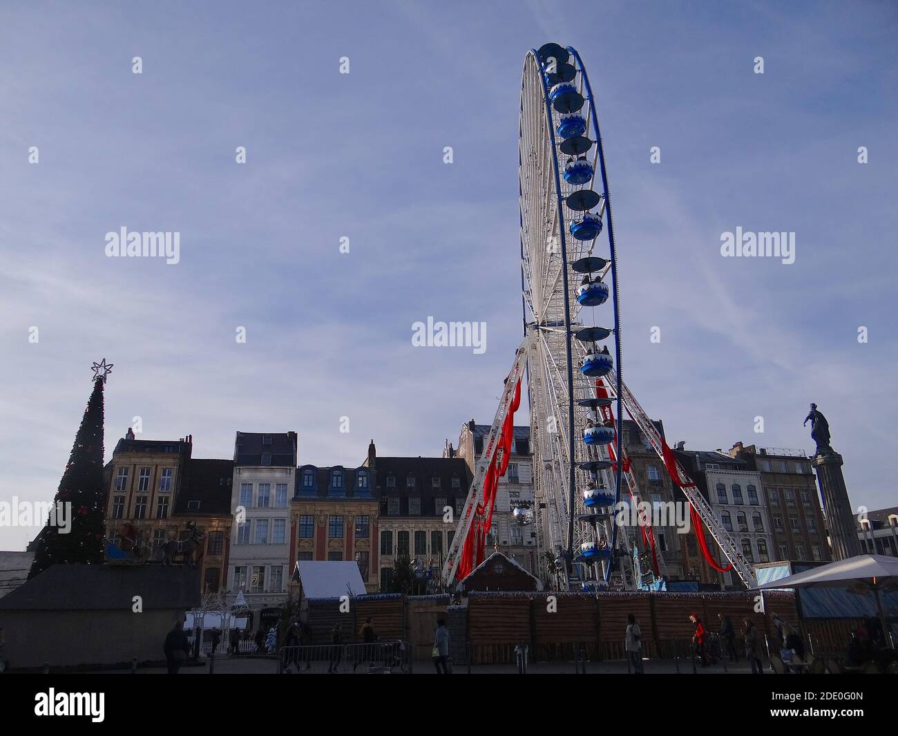 Lille Christmas market in Place Rihour is the largest in northern France It is popular destination for British visitors because of fast Eurostar train Stock Photo