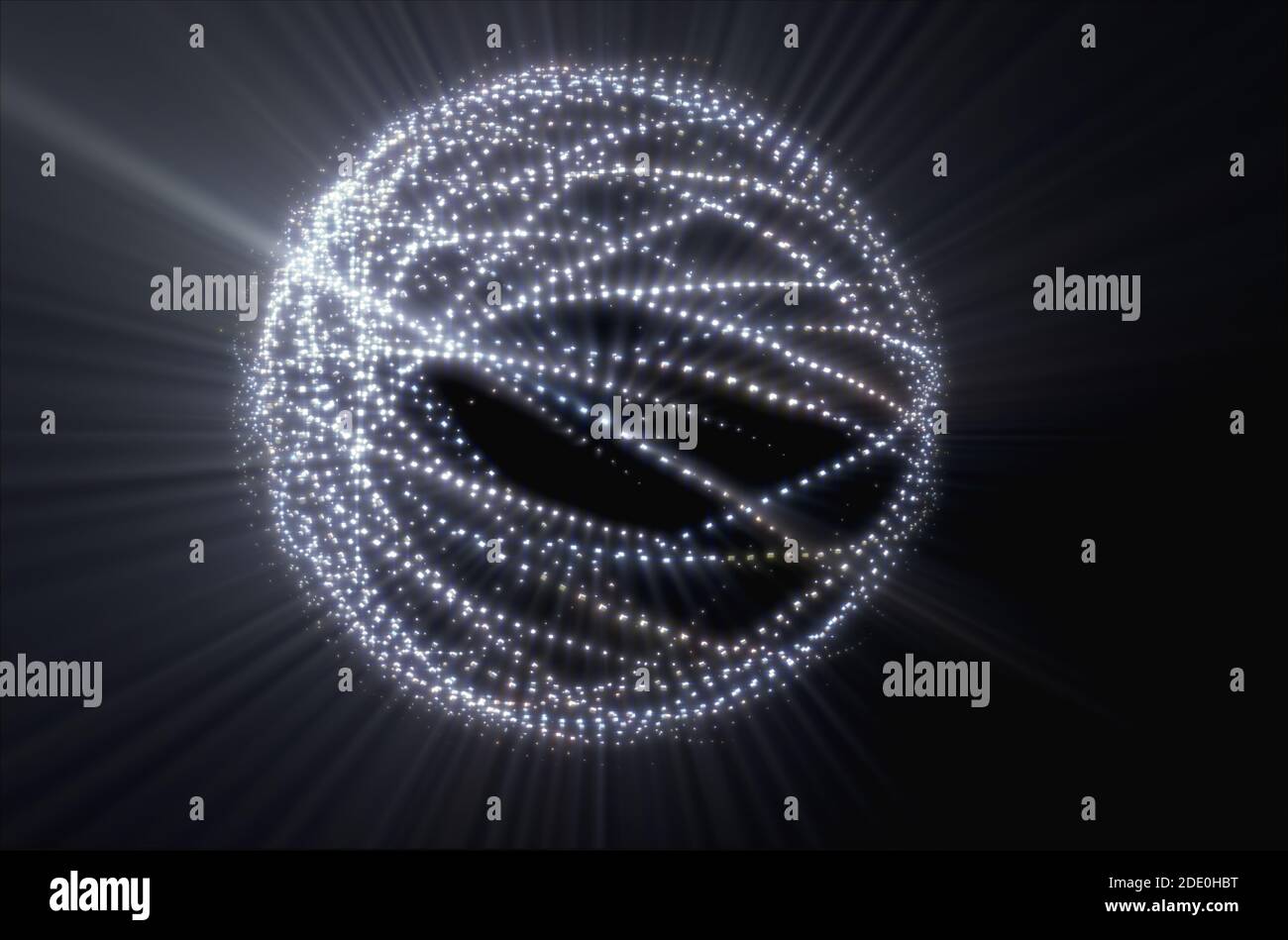 A 3D rendering of a glowing sphere against a dark background Stock ...