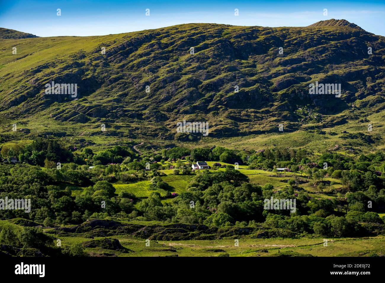 Isolated Farmhouse Caha Mountains Beara Peninsula, Kerry Cork Ireland Stock Photo