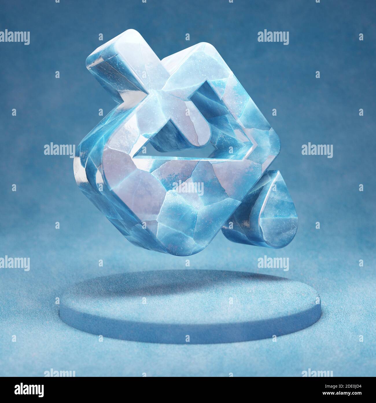 Fill Drip icon. Cracked blue Ice Fill Drip symbol on blue snow podium ...