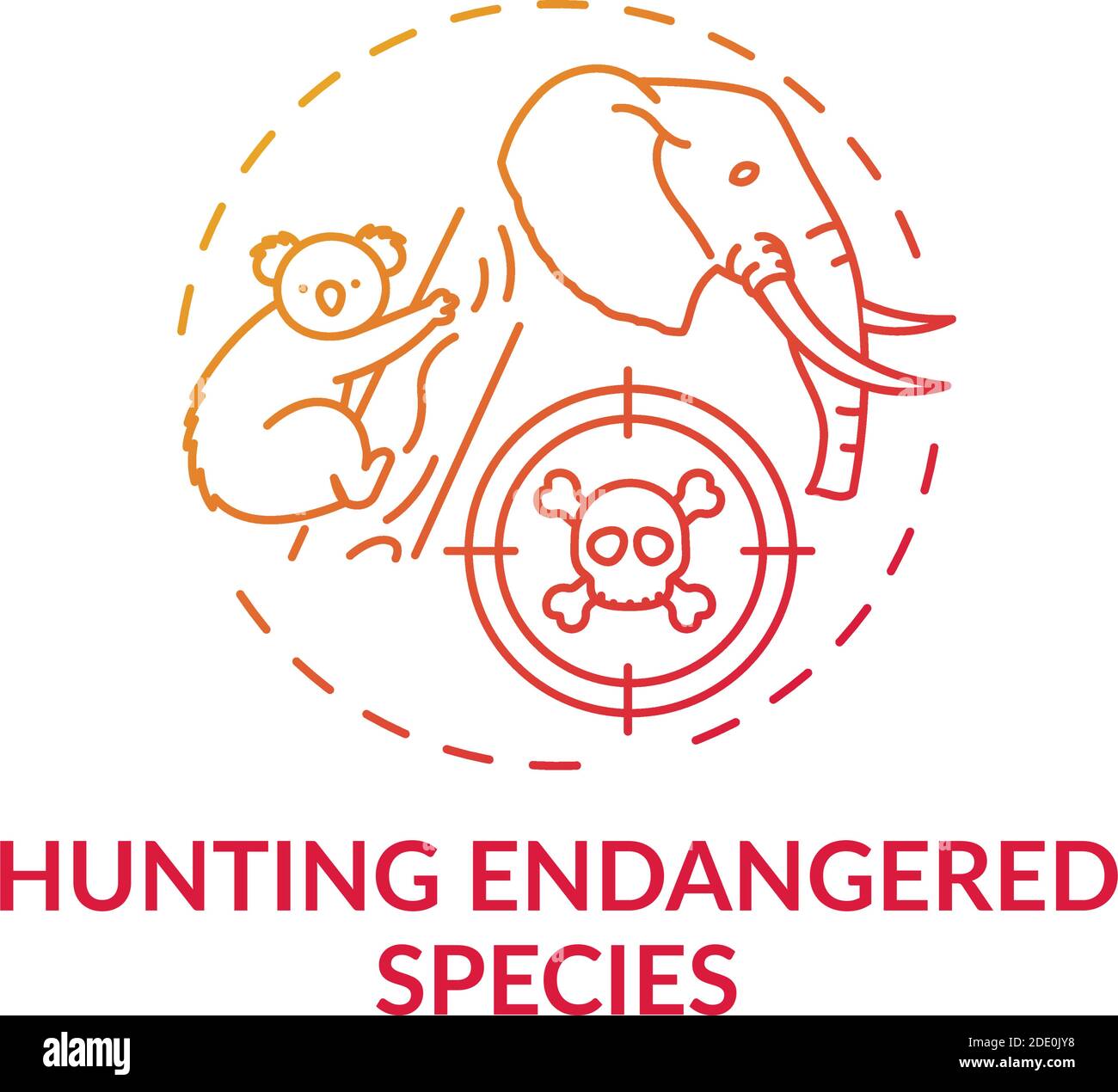 Hunting endangered species red gradient concept icon Stock Vector Image