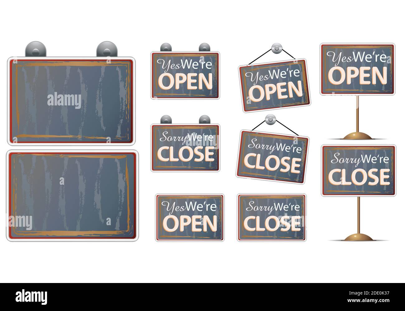 illustration of a vintage open close sign marketing on isolated white ...