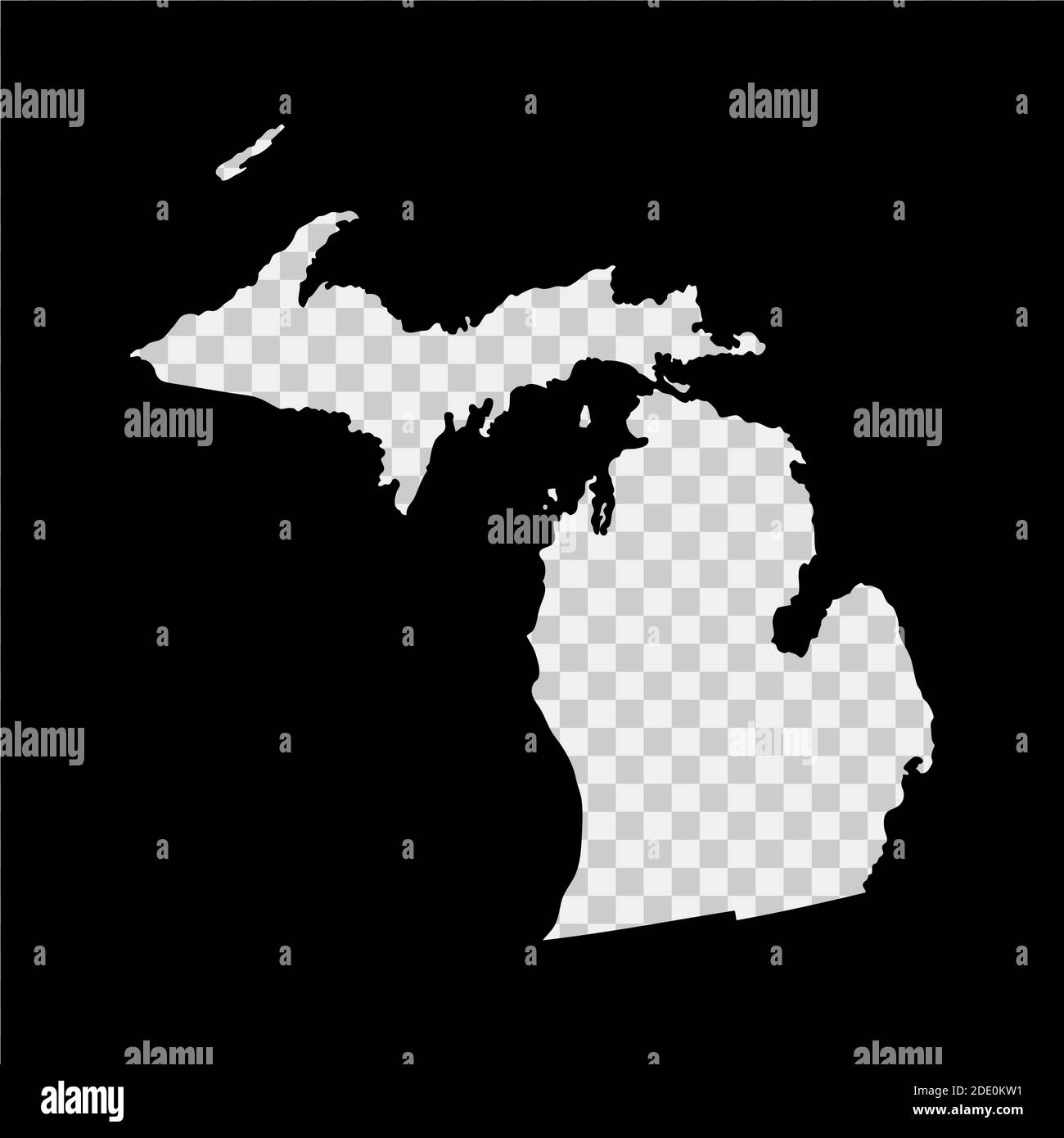 michigan-us-state-stencil-map-laser-cutting-template-on-transparent-background-die-cut-vector-shape-silhouette-mockup-for-any-purposes-stock-vector-image-art-alamy