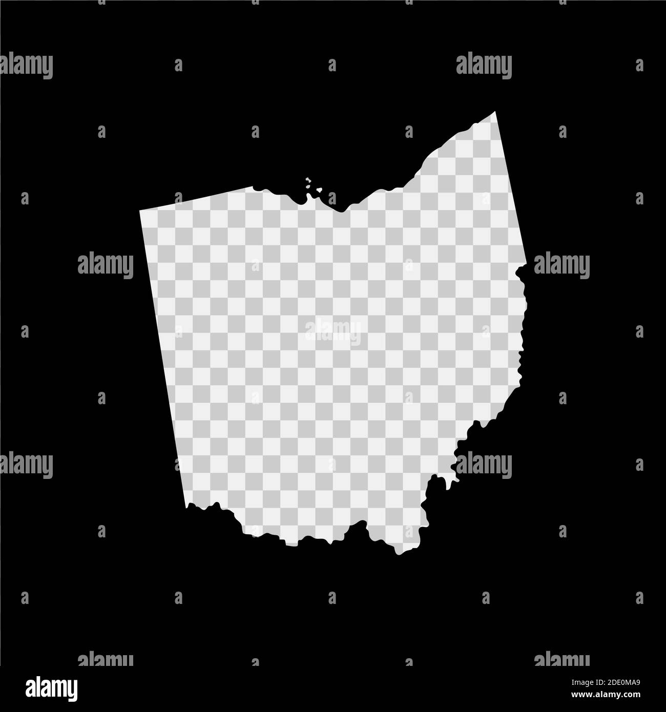 Ohio US state stencil map. Laser cutting template on transparent