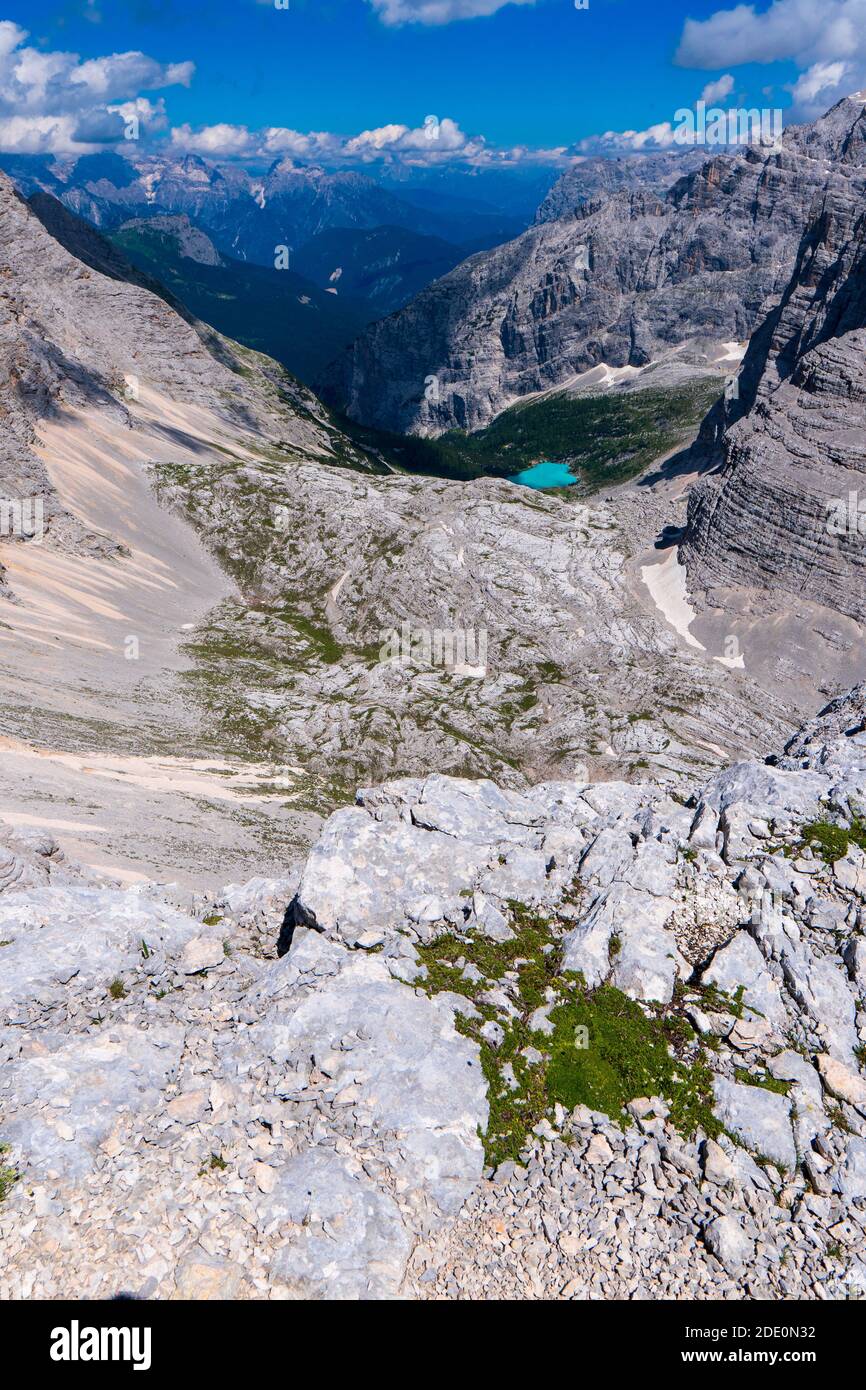 Rock Debris (Talus) in Summer, Punta Nera and Croda Rotta, Dolomites, Alps, Italy Stock Photo
