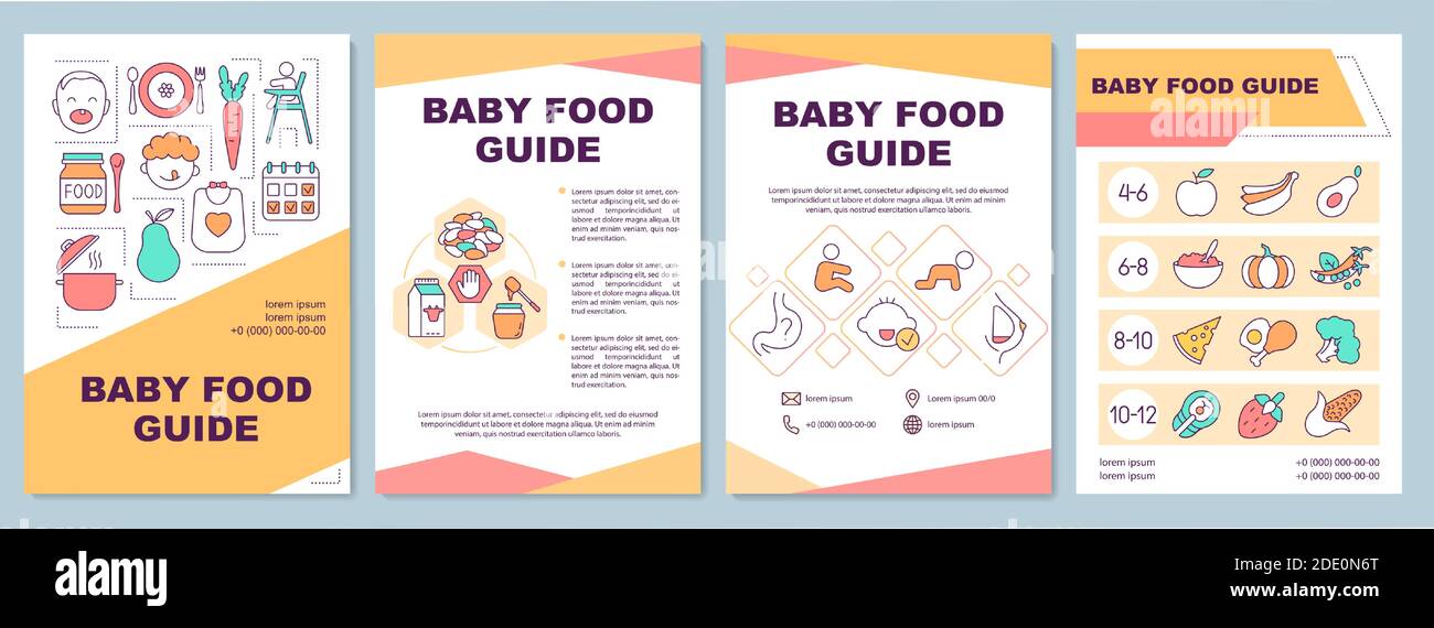 Baby food guide brochure template Stock Vector