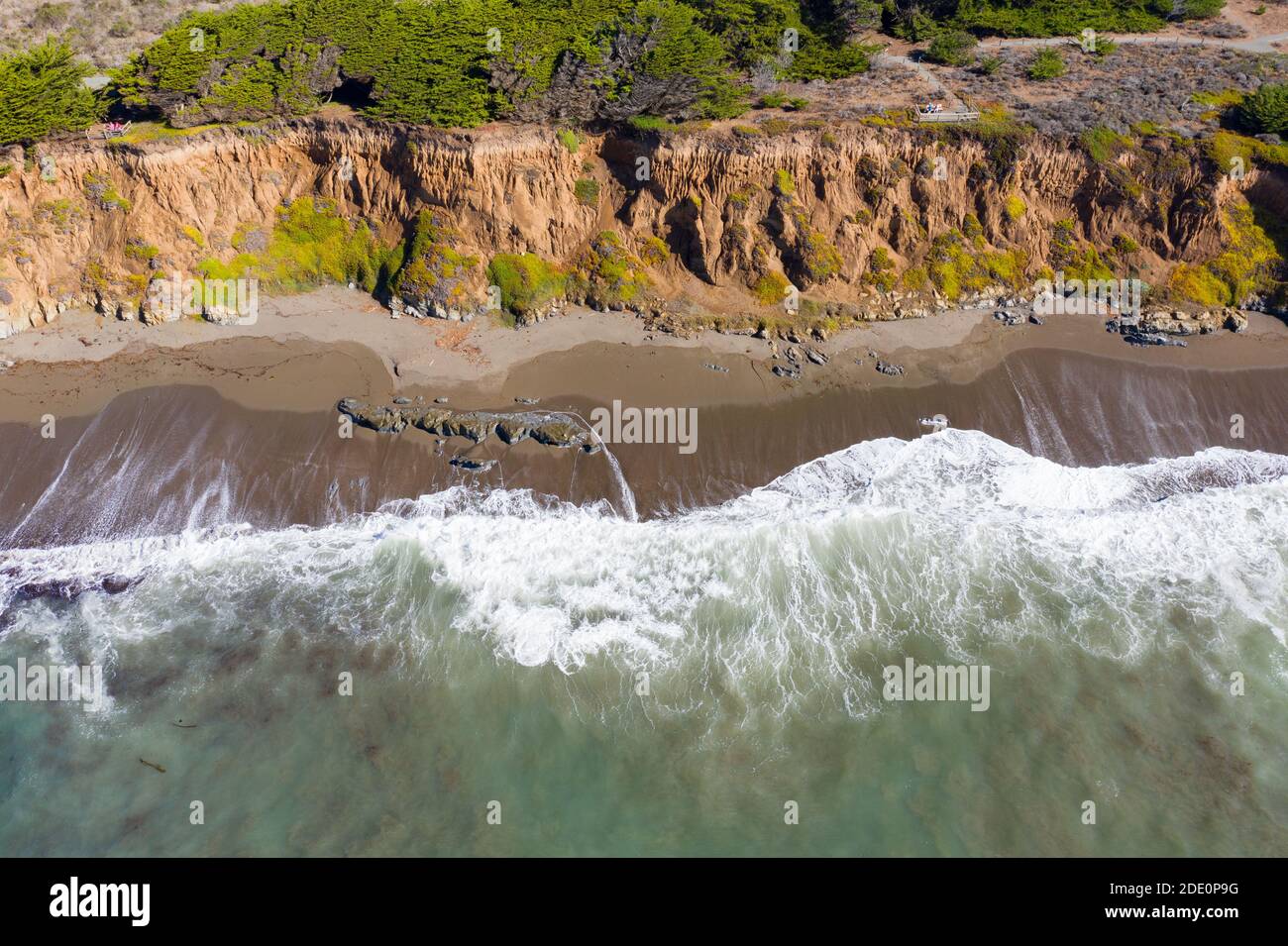 The Pacific Ocean washes against the rocky, scenic seashore of Central ...