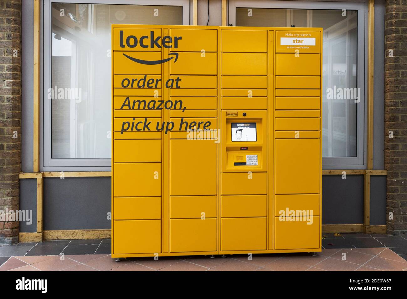Amazon lockers in a Cramlington shopping centre, UK Stock Photo