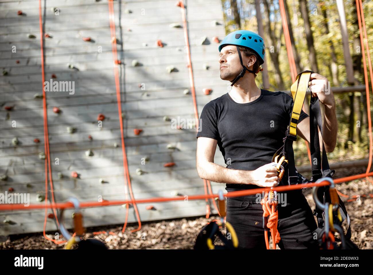 Climbing equipment climbing wall hires stock photography and images