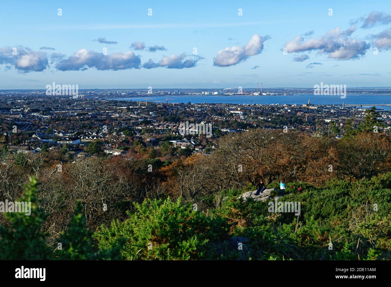 View of coastline of Dublin and Dun Laoghaire from Killiney Hill, Ireland Stock Photo