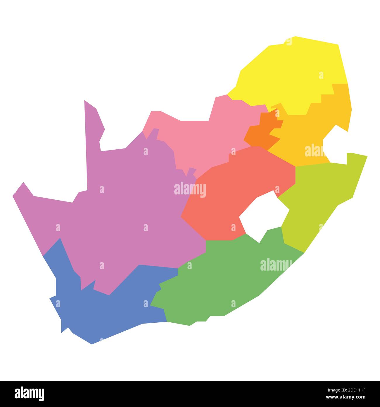 Colorful political map of South Africa, RSA. Administrative divisions - provinces. Simple flat blank vector map Stock Vector