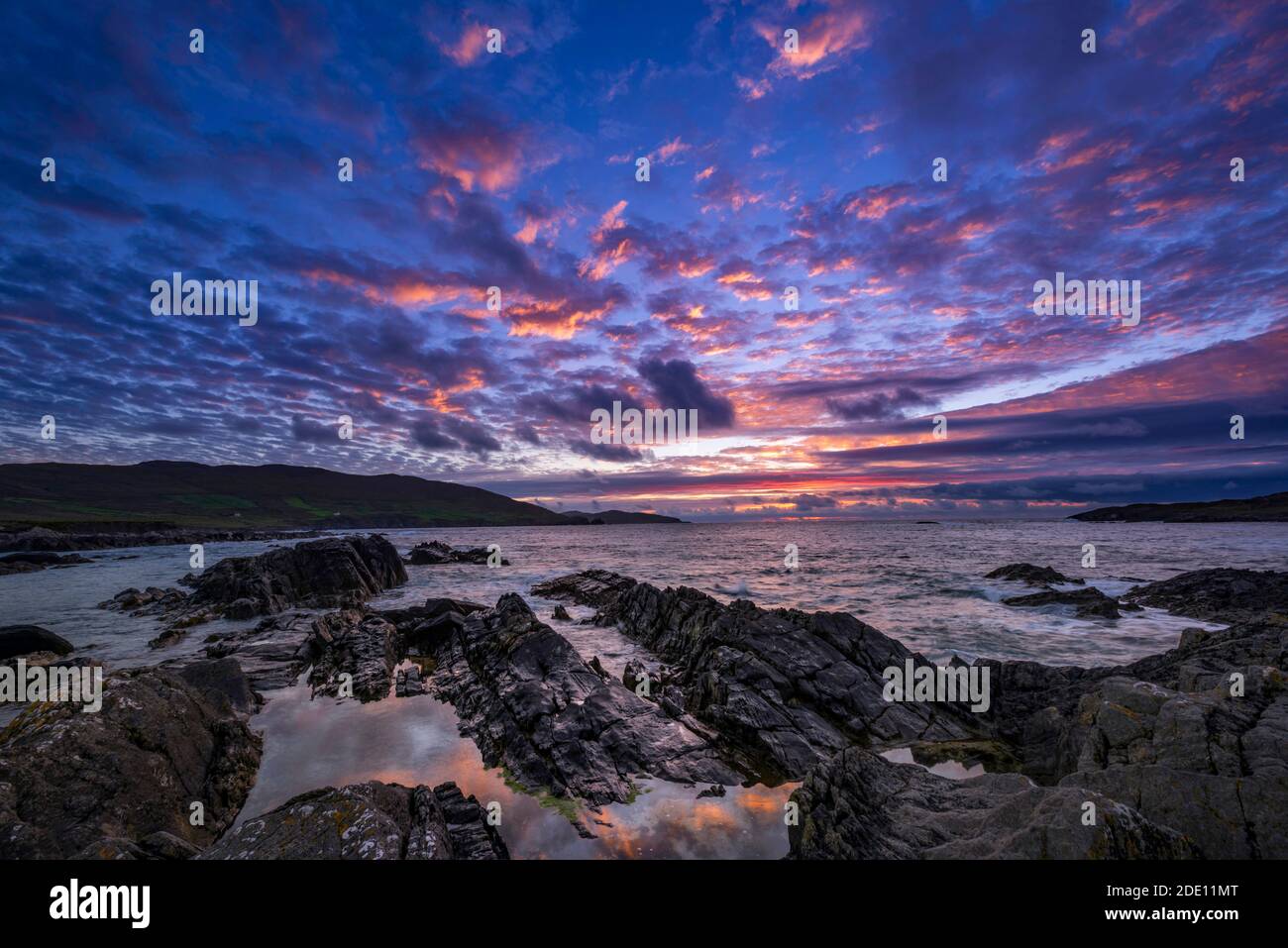 Sunset on the Wild Atlantic Way on the Beara Peninsula in West Corl, Ireland Stock Photo