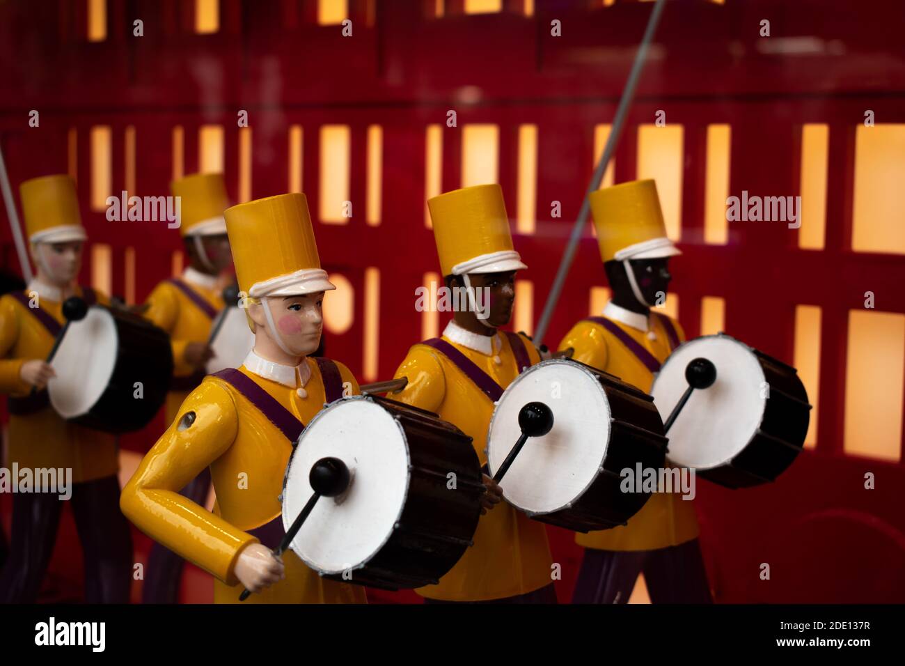 Holiday Toy Soldiers on a Christmas Window Display at Macy's at Herald Square Stock Photo