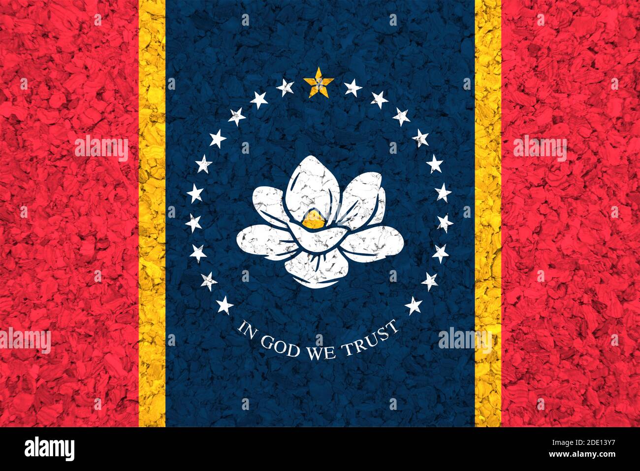 Artistic rendering of the Mississippi state flag with grunge texture ...