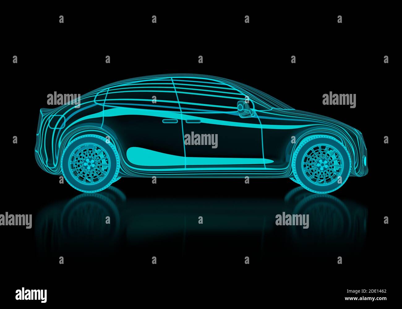 Digital model of a car, illustration Stock Photo