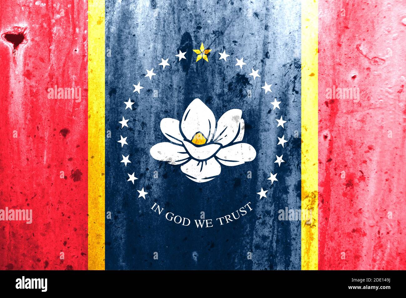 Artistic rendering of the Mississippi state flag with grunge texture ...