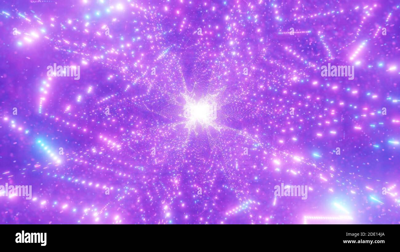 Glowing 4k uhd pink and blue particles space galaxy wormhole 3d ...