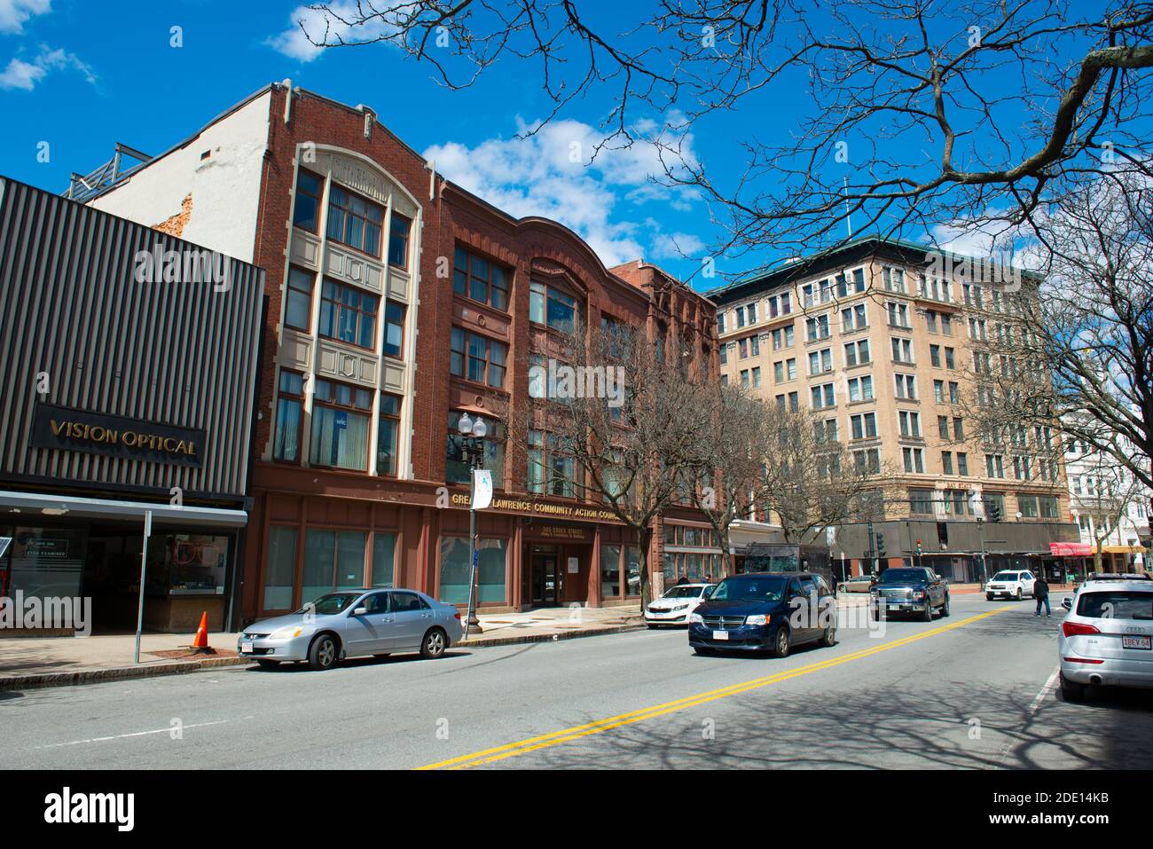 Historic comercial buildings on Essex Street between Amesbury Street