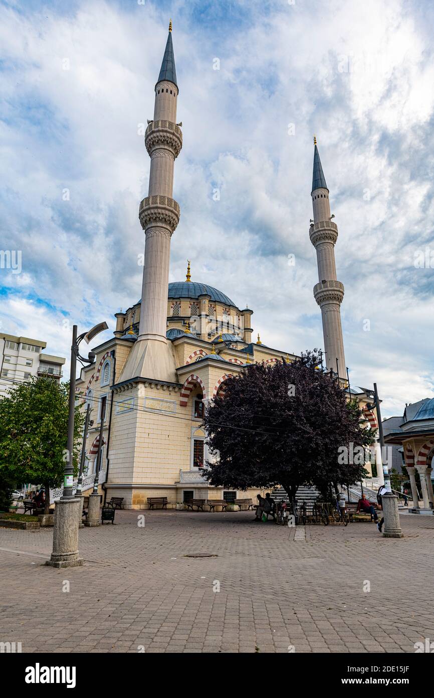 Central Mosque in the Albanian side of the separated town of Mitrovica, Kosovo, Europe Stock Photo