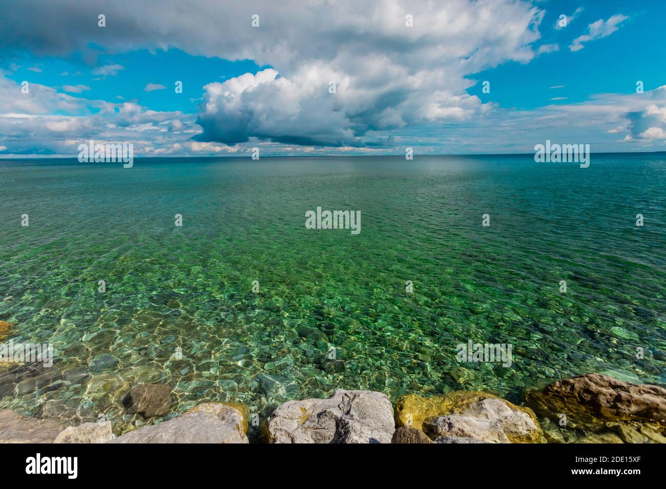 Crystal clear water of Lake Huron, Mackinac Island, Michigan, United States of America, North America Stock Photo