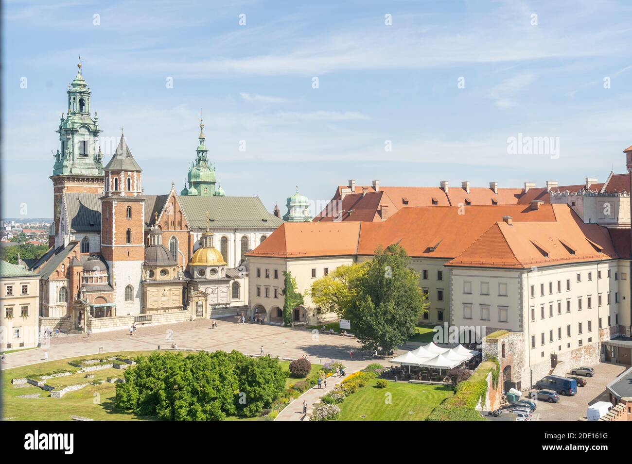 Elevated view of Wawel Castle, UNESCO World Heritage Site, Krakow, Poland, Europe Stock Photo