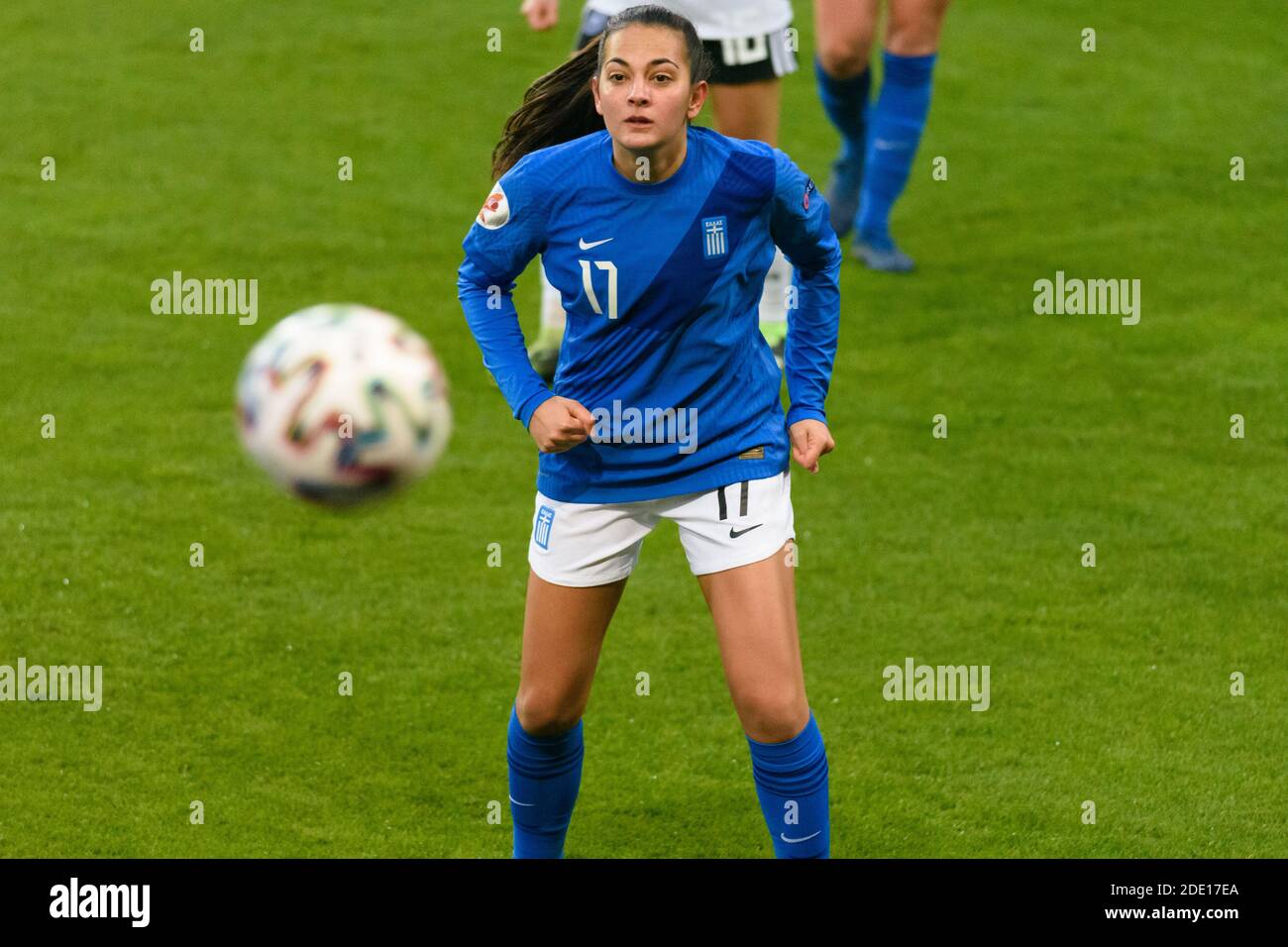 Ingolstadt, Germany. 27th Nov, 2020. Athanasia Moraitou (#17 Greece) during the UEFA Women's European Championship Qualification match between Germany and Greece. Sven Beyrich/SPP Credit: SPP Sport Press Photo. /Alamy Live News Stock Photo