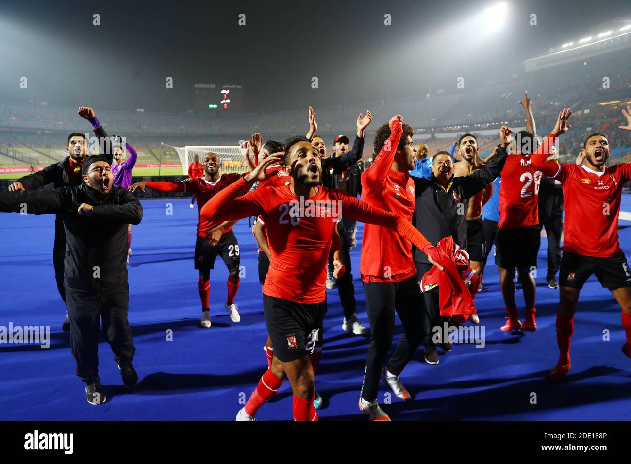 Cairo, Egypt. 27th Nov, 2020. Players of Egypt's Al Ahly celebrate victory after the final match of the CAF Champions League in Cairo, Egypt, Nov. 27, 2020. Credit: Ahmed Gomaa/Xinhua/Alamy Live News Stock Photo