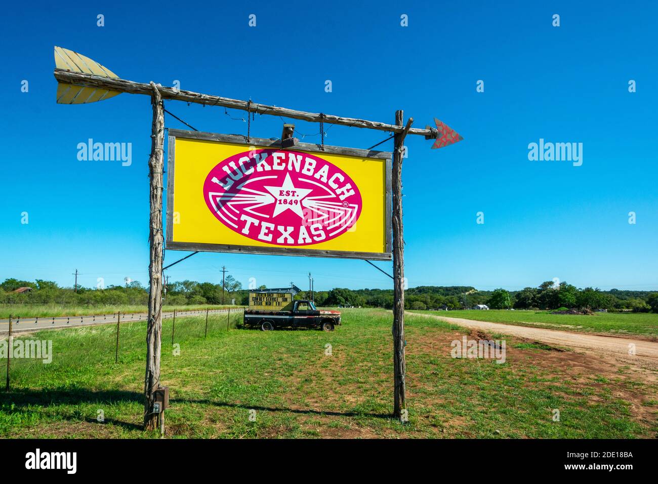 Texas Hill Country, Gillespie County, Luckenbach, sign Stock Photo Alamy