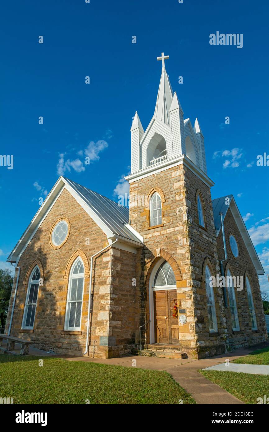 Texas Hill Country, Mason County, Hilda United Methodist Church built 1902 Stock Photo