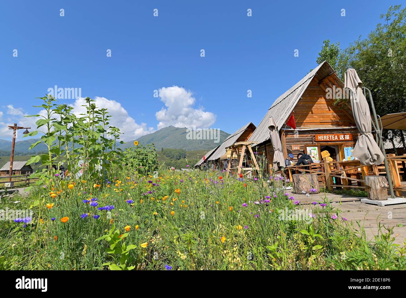 A tea hut in Hemu Village in the Kanas Nature Reserve, Altai Prefecture, northern Xinjiang, China Stock Photo