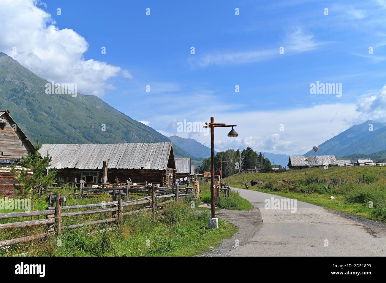 Hemu Village in the Kanas Nature Reserve, Altai Prefecture, northern Xinjiang, originally a remote habitat of the Tuvans, cattle-herding nomads Stock Photo