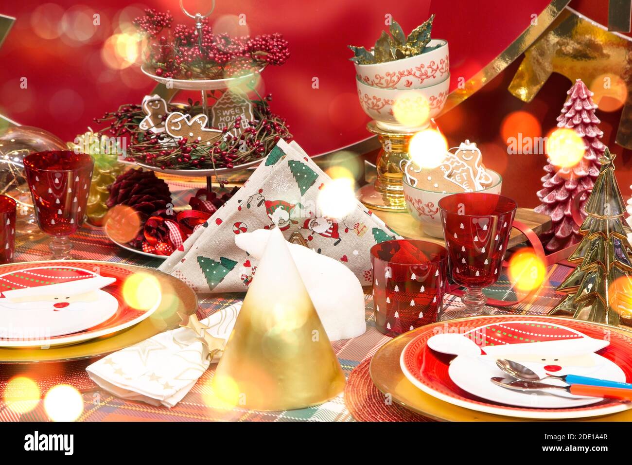Decorative Christmas table setting Stock Photo