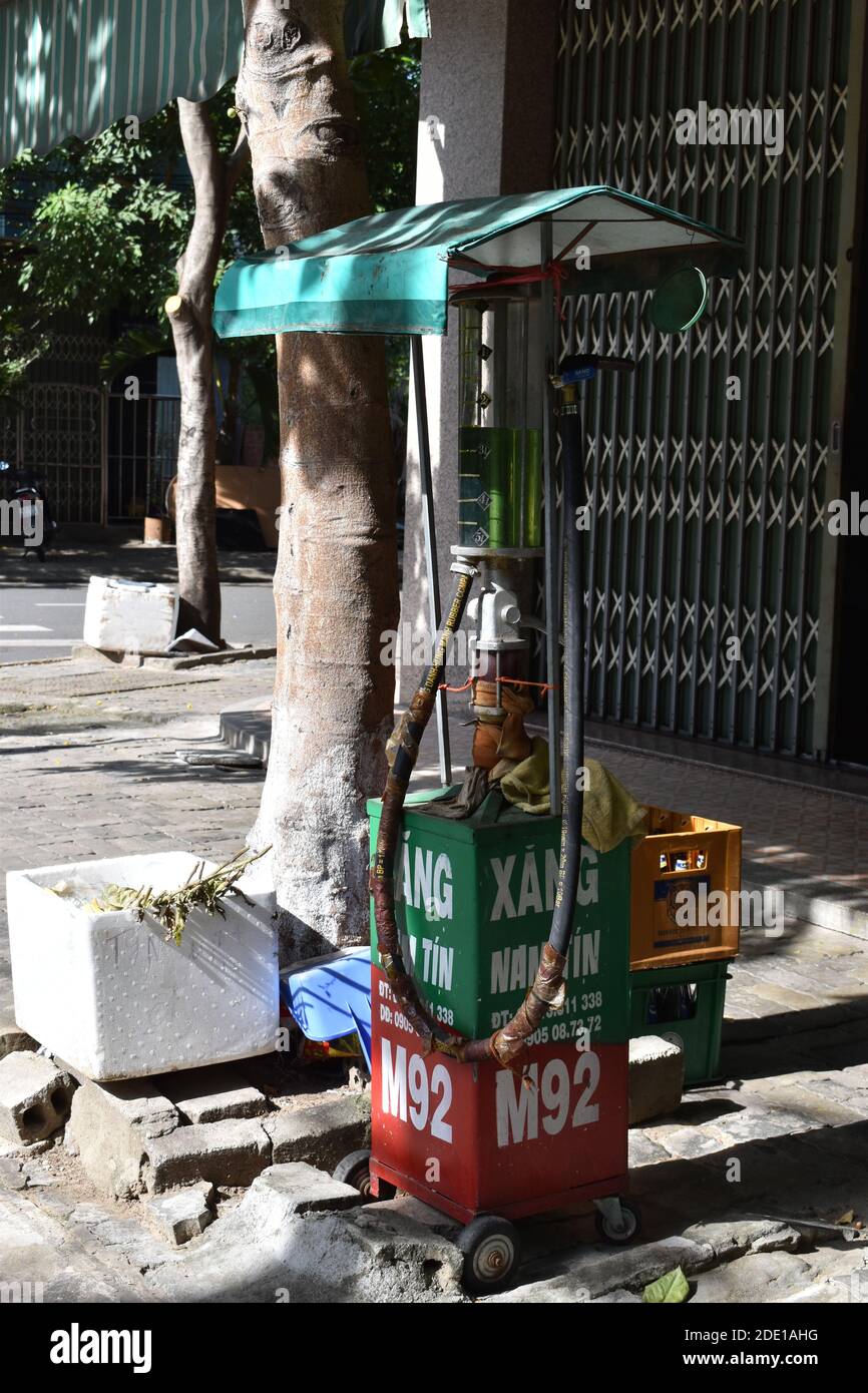 The smallest gas station I have ever seen in Da Nang Vietnam Stock