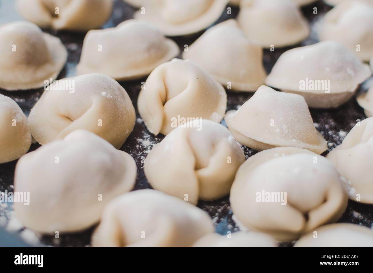 pelmeni or Russian dumpling made freshly by Russian chef in Bali, Indonesia Stock Photo