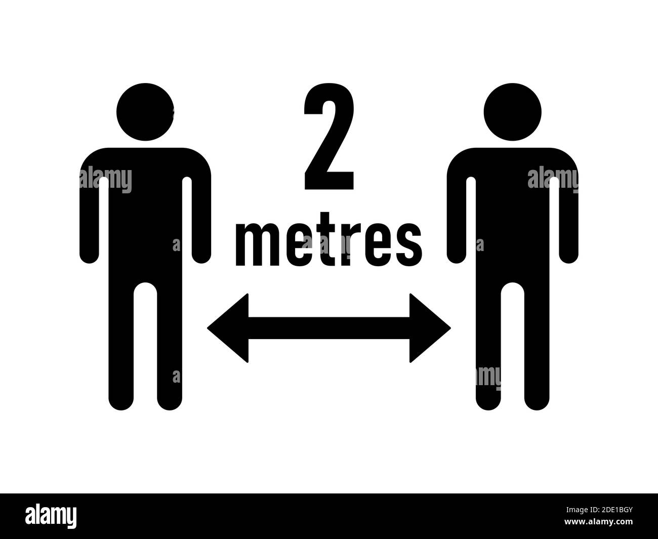 Keep Your Distance 2 Metres or 2 m Social Distancing Warning Symbol ...