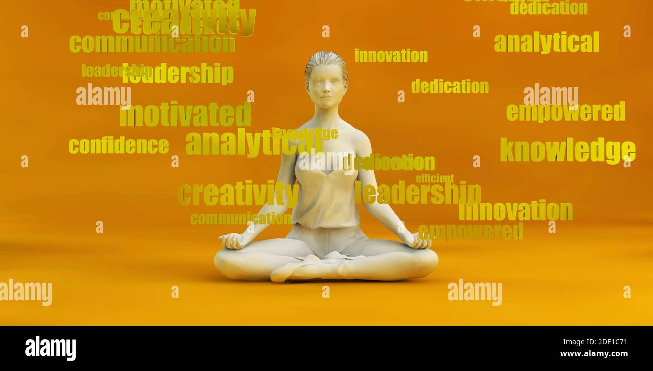 Business Skills with Woman Meditating as a Concept Stock Photo