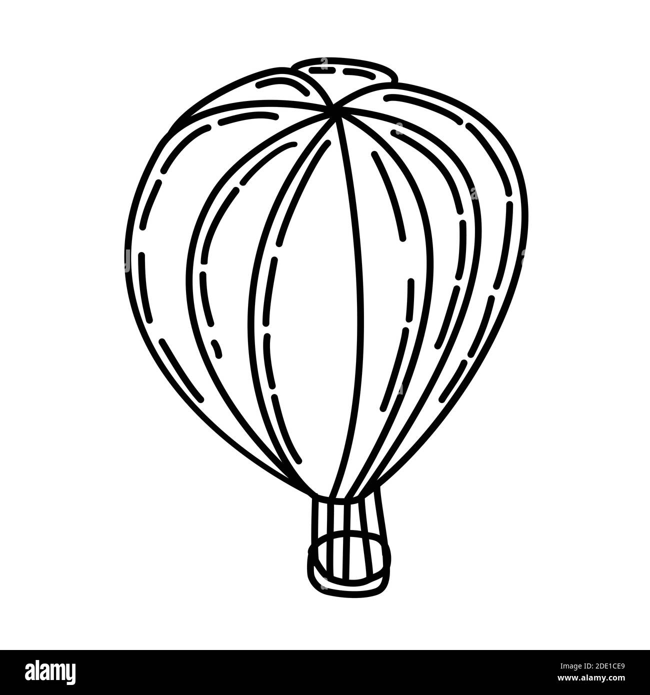 Hot Air Balloon Outline Hand Drawn Icon Set Vector Stock Vector Image ...