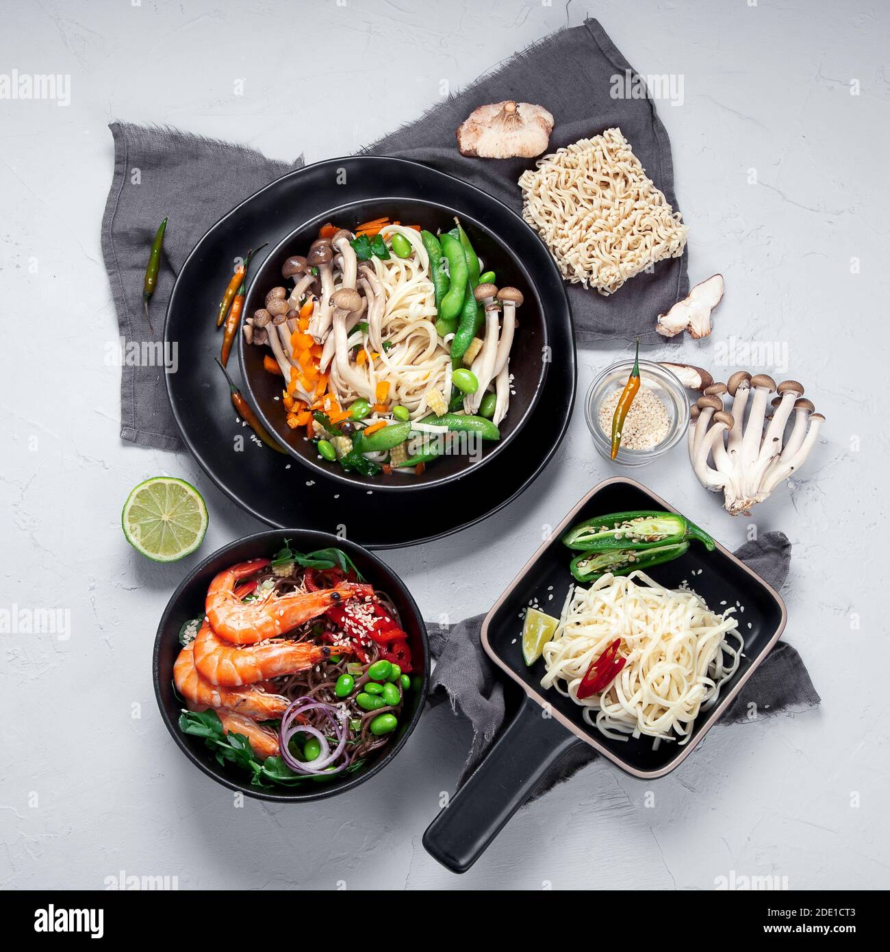 Various of asian meals. Asian food concept. Chinese or Thai cuisine