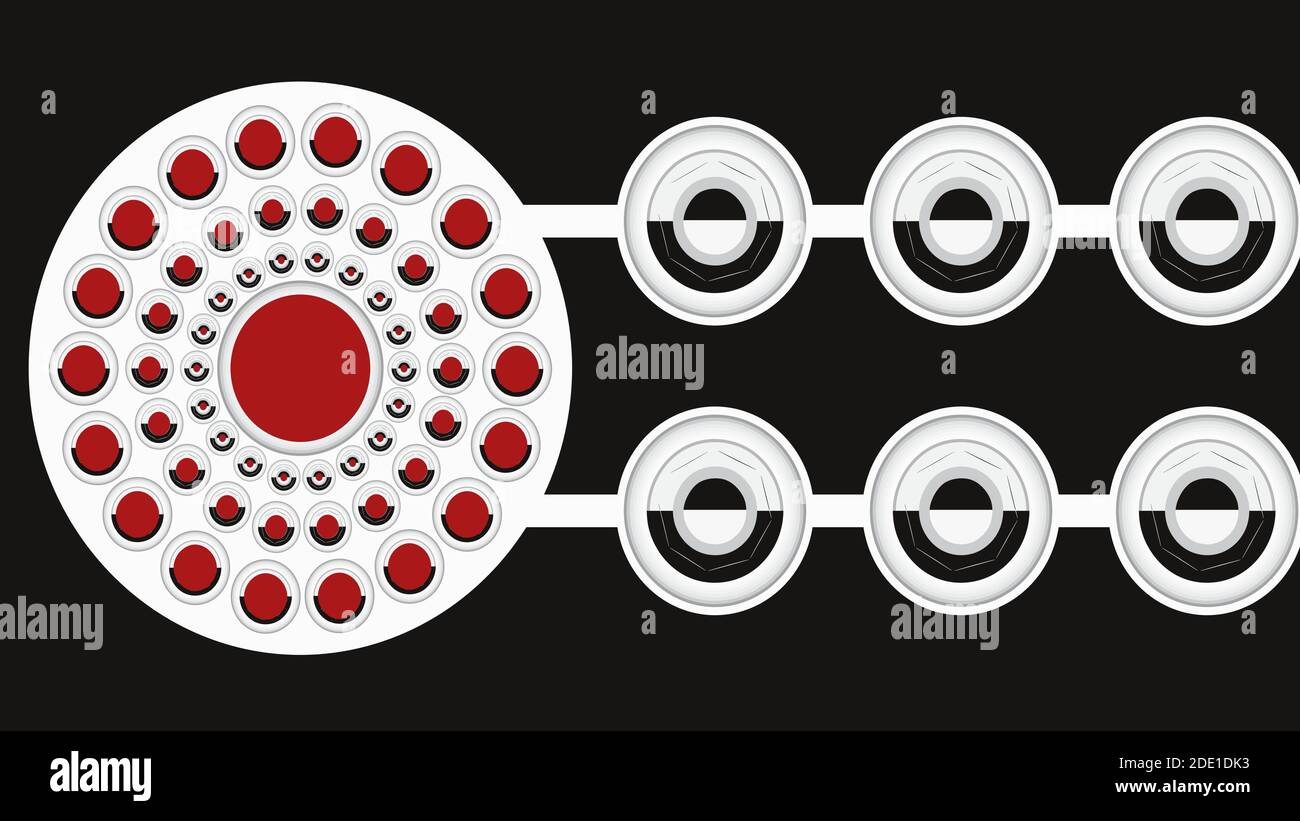 3d graphic of a symbol made of spheres, abstract buttons artwork Stock Vector