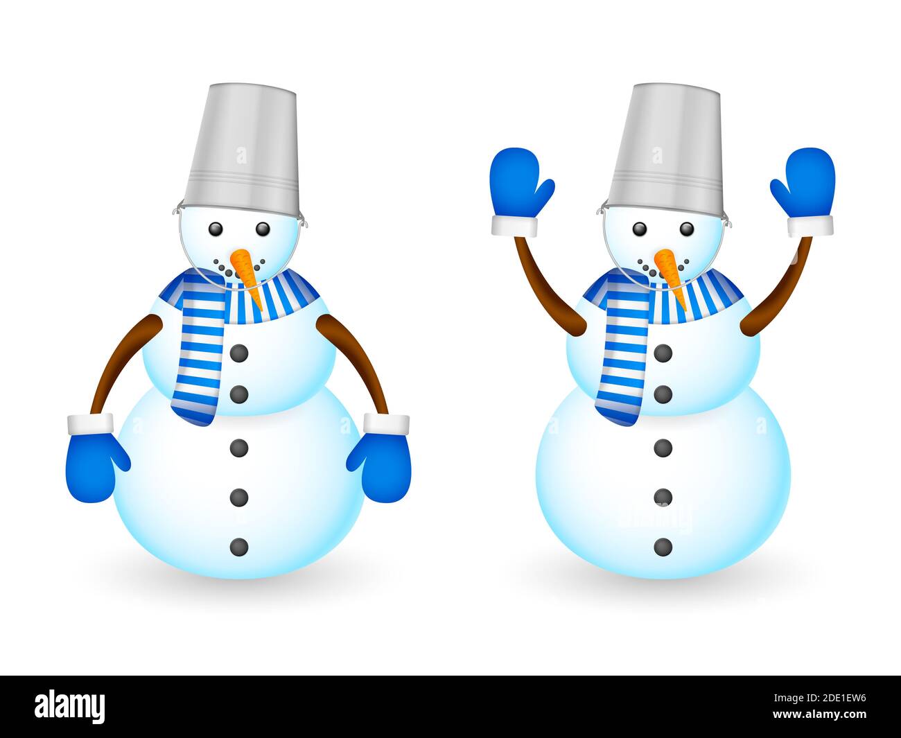 Snowman set on a white background. Vector illustration Stock Photo - Alamy