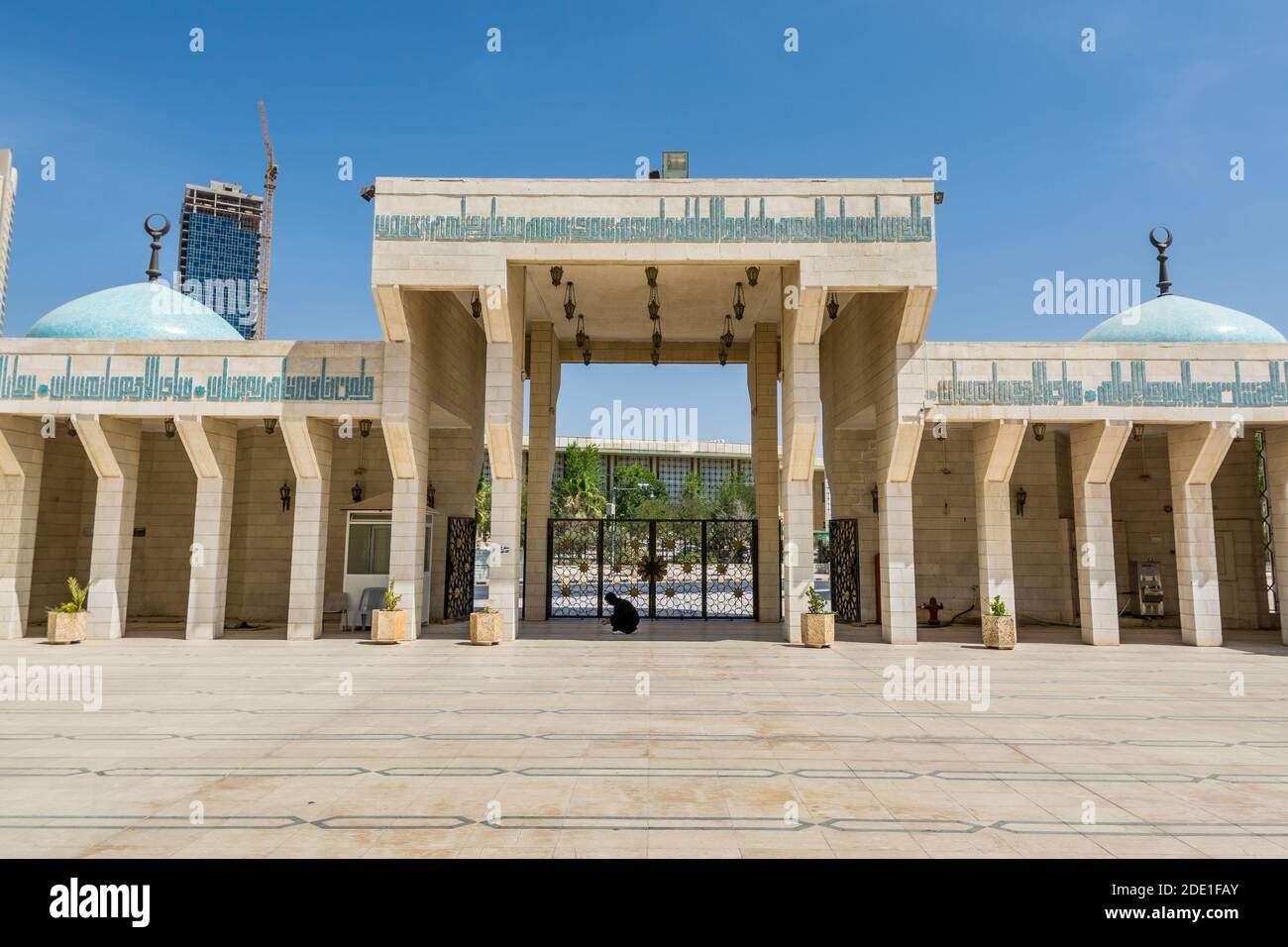 Main gate of inside of King Abdullah I Mosque in Amman, Jordan, built ...