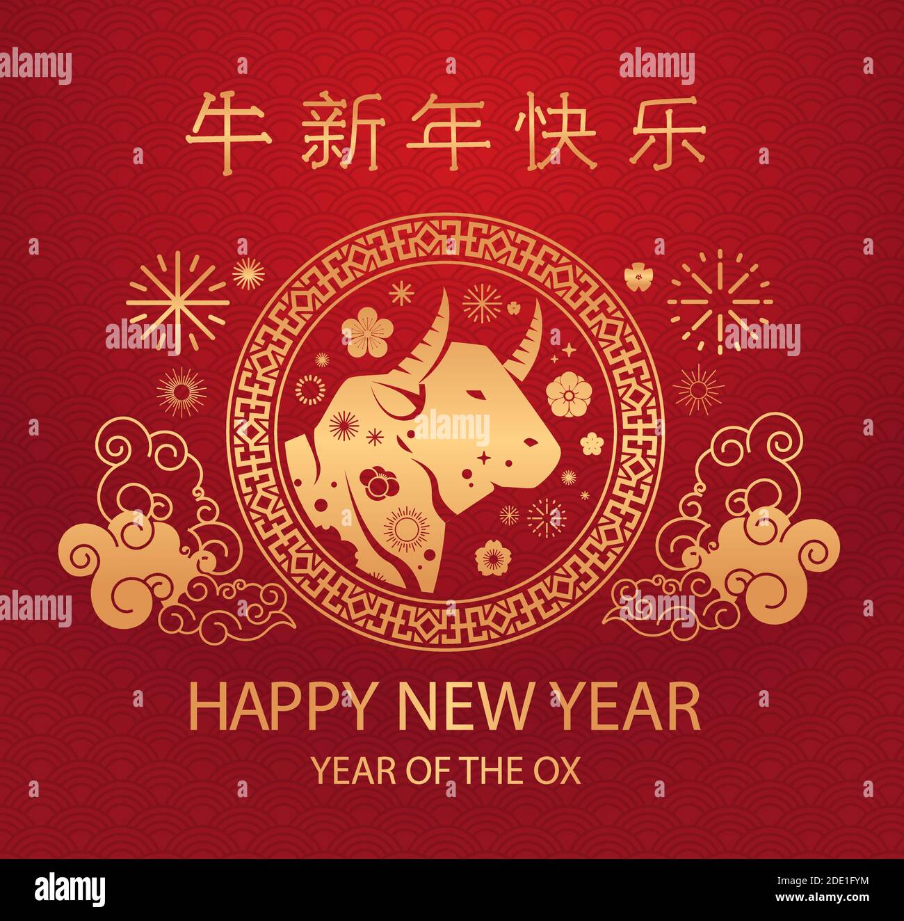 chinese calendar for new year of ox bull buffalo icon zodiac sign for