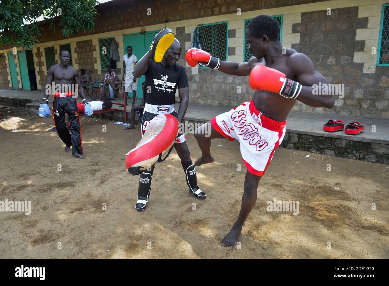 Boxing training session at Juba South Sudan on 06.08.2017 Stock Photo